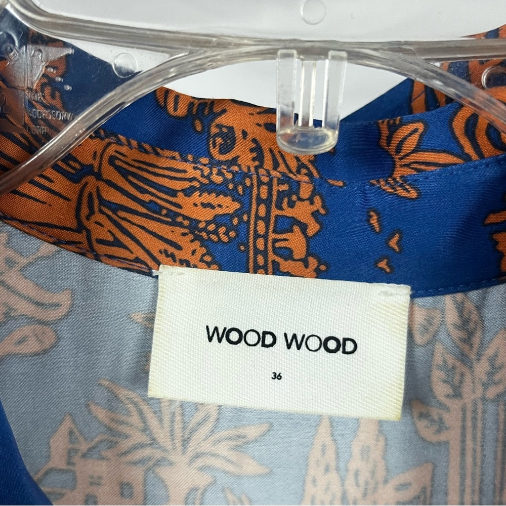 WOOD WOOD Women's Belinda Dress Blue Long Sleeve Printed Shirt Dress- Size 2 - Picture 8 of 12